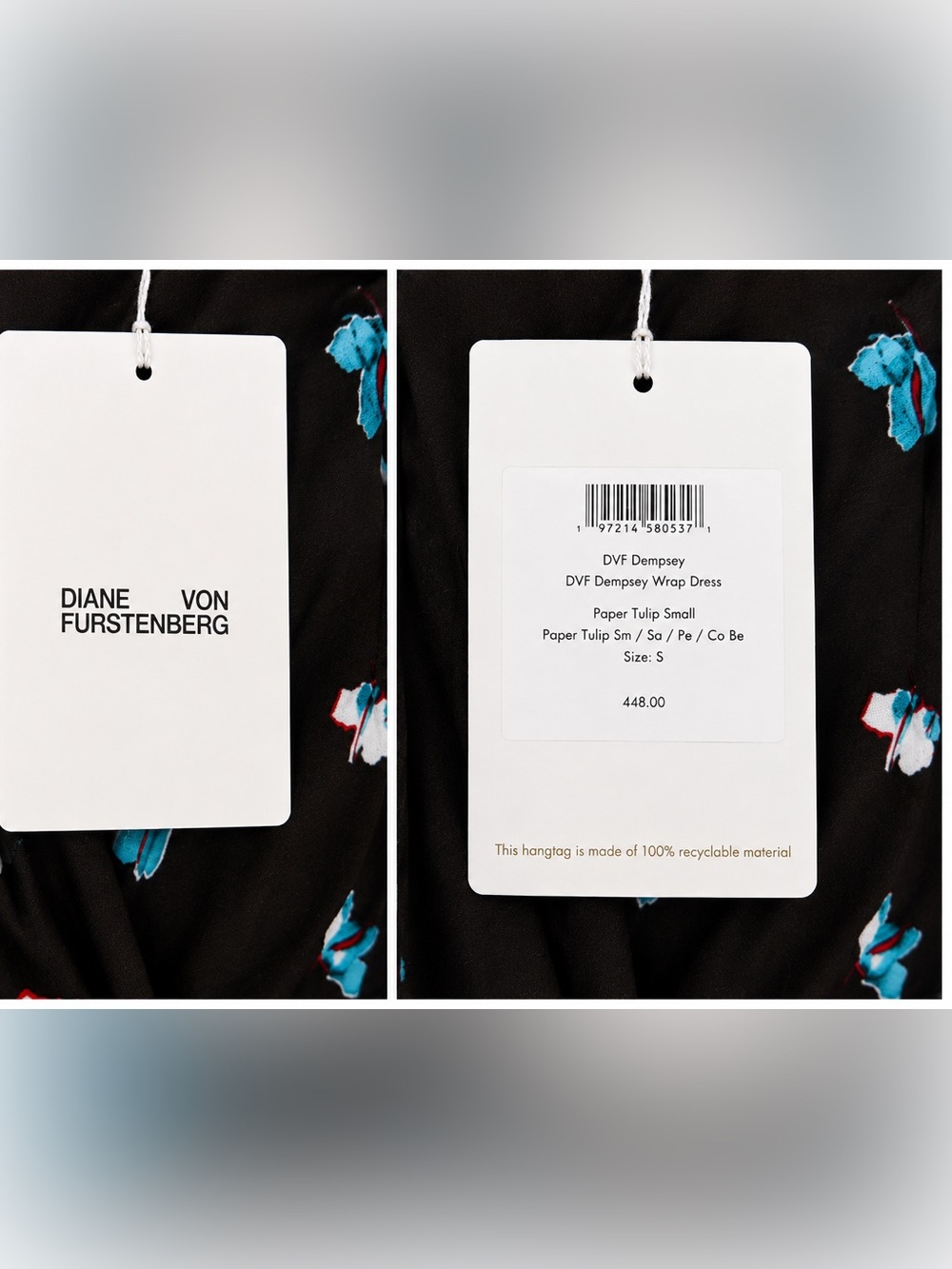 Diane Von Furstenberg Black Jumpsuit with Turquoise & White Floral Print - Picture 4 of 5
